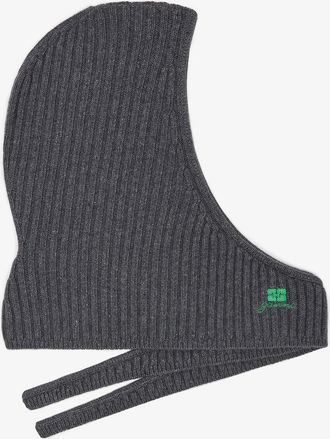 Ganni Grey Wool Mix Balaclava