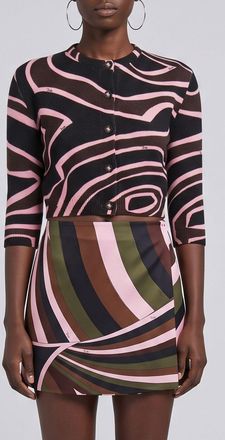 Pucci Cardigan cropped in lana con stampa astratta e vestibilit&agrave; slim