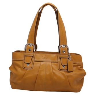 Coach Soho Pleated Tote Bag in Camel Leather