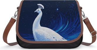 Generic White Beautiful Peacock Fashion Womens Crossbody Bags Novelty Handbag Shoulder Bag Purse
