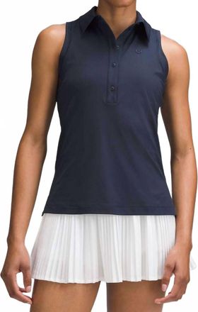 lululemon Quick-Dry Sleeveless Straight Hem Polo In True Navy