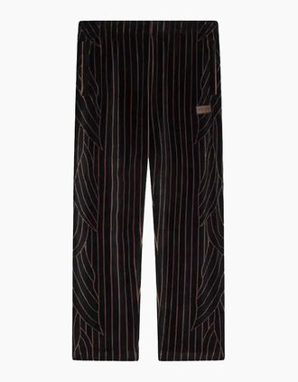 Kenzo Mens Leaf Stripe Velvet Trackpants Black - Size: 38/Regular