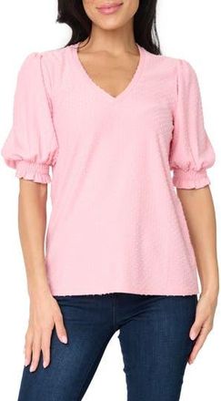 Gibsonlook Clip Dot Puff Sleeve Top in Blush Pink at Nordstrom Rack, Size Xx-Small