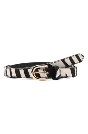 Mango Animal Print Calf Hair Belt in Black at Nordstrom, Size X-Large