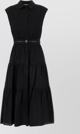 Michael Kors poplin dress belted waist sleeveless tiered