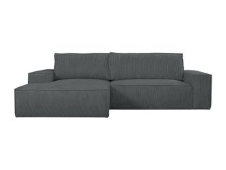 VENTE-UNIQUE.COM Sof&aacute; rinconera terciopelo gris antracita