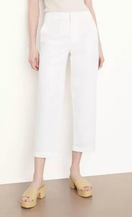 Vince Low Rise Washed Cotton Crop Pants In Off White