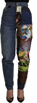 Dolce & Gabbana Womens Patchwork Jeans Highwaisted Style - Medium Blue Cotton - Size EU 32 (Womens)