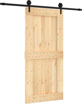 vidaXL Puerta Corredera Natural Y Negro 95 X 210 Cm Vidaxl