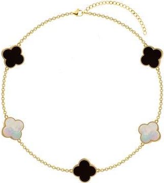 Gabi Rielle Mother-of-Pearl & Onyx Clover Chain Bracelet in Gold at Nordstrom Rack