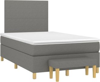 vidaXL Cama Box Spring Con Colch&oacute;n Tela Gris Oscuro 120x200 Cm Vidaxl