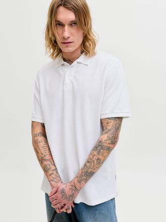Jack & Jones Poloshirt JACK & JONES JPRBLUWILL SS WASH POLO SN, Herren, Gr. XXL, hellwei&szlig;, Jersey, Obermaterial: 100% Baumwolle, unifarben, regular fit normal, ohn