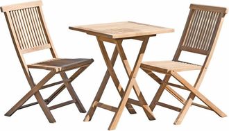 Macabane Mesa y sillas de jardín de madera de teca 2 personas