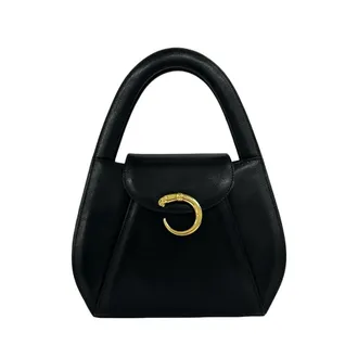 Cartier Black Leather Handbag Tote Bag (Pre-Owned)