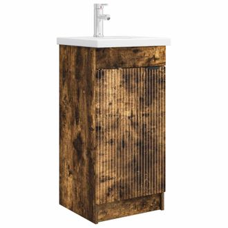 vidaXL Vanidad De Ba&ntilde;o Con Lavabo Roble Ahumado 42 X 40 X 84,5 Cm Vidaxl