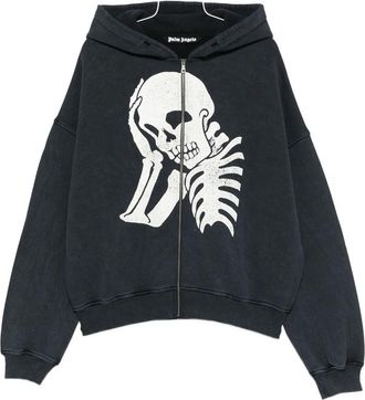 Palm Angels Skeleton-print Zip-up Hoodie