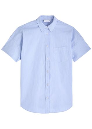 LMND Lemonade Lmnd Lemonade Chiara Striped Cotton-poplin Shirt - Blue And White - L (UK14 / L)