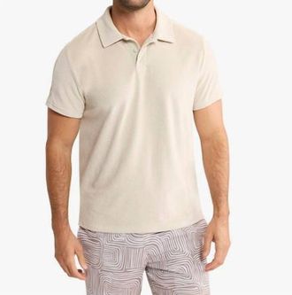 Fair Harbor Ravello Terry Polo Shirt In Sand