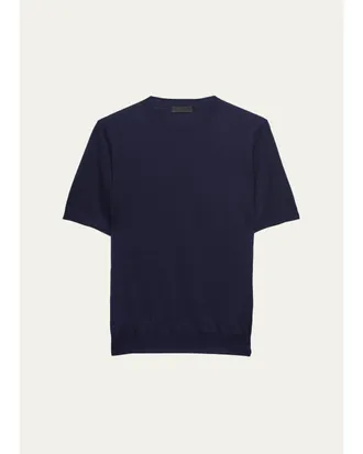 Prada Mens Silk Knit Short-Sleeve Crewneck Sweater