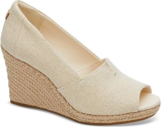 Toms Michelle Sandal Womens Dark Natural Espadrille Wedge Heel JOBB083
