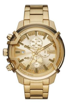 Diesel Griffed Chronograph Bracelet Watch, 48mm in Gold at Nordstrom Rack