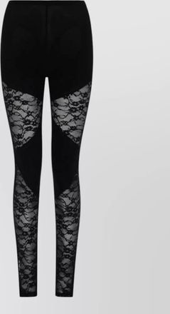 Nina Ricci patchwork leggings lace panels sheer waistband