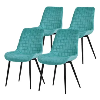 ML Design Ml-design - Set 4x Sillas De Comedor Azul Petr&oacute;leo Con Respaldo Asiento Ergon&oacute;mico Acolchado Tapizado De Terciopelo Con Patas De Metal Sill&oacute;n De Dise&ntilde;