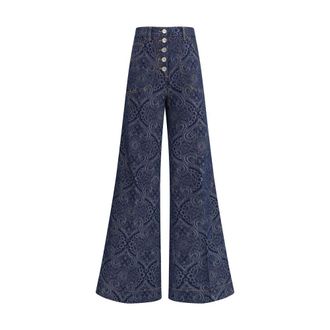 Etro Flare Jeans, female, Blue, W27, Jacquard Flare Jeans