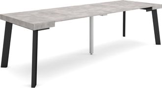 Skraut Home Mesa Consola Extensible, Mesa Comedor Plegable, 260, Para 12 Comensales, Patas De Madera, Estilo Moderno, Gris Cemento - Skraut Home