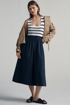 Maeve Sleeveless Crossback Twofer Midi Dress