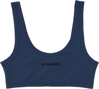 Jil Sander Blue Logo Bikini Top Swimwear