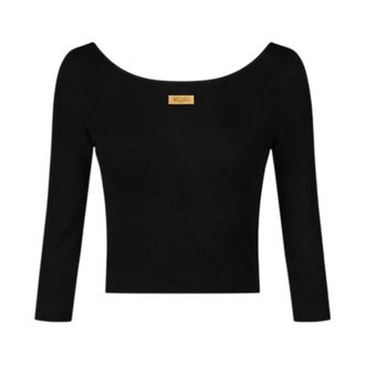 Elisabetta Franchi Blouses, female, Black, Size: XS Openwork Knit Top