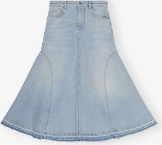 Ganni Light Blue Denim Midi Skirt - Size 32 Elastane