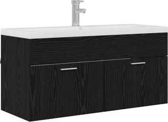 vidaXL Mueble De Cuarto De Ba&ntilde;o Roble Negro 100 X 38,5 X 46 Cm Vidaxl
