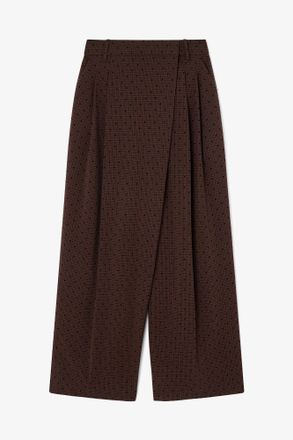 Ganni Flock Check Cross-over Pants - Size 34 Brown