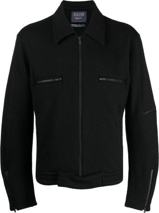 Yohji Yamamoto zip-up wool shirt jacket - men - Nylon/Wool - 2 - Black