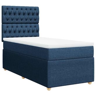 vidaXL Giroletto A Molle Con Materasso Blu 80x200 Cm Intessuto - Vidaxl