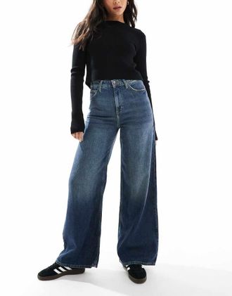 Lee Stella wide leg high waist jeans in dark blue