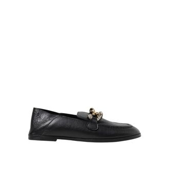 See By Chlo&eacute; Loafers, female, Black, Size: 8 US Black Leather Loafers with Chain Detail