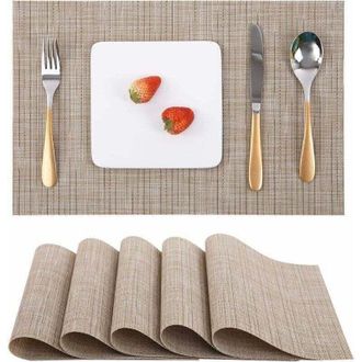 OEM Juego De 6 Manteles Individuales Lavables, Resistentes Al Calor Y Antideslizantes, Fabricados En Vinilo Pvc Tejido Para Mesas De Cocina, 30 X 45 Cm - 