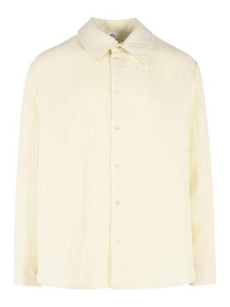S&eacute;fr Wes Ecru Cotton And Linen Shirt
