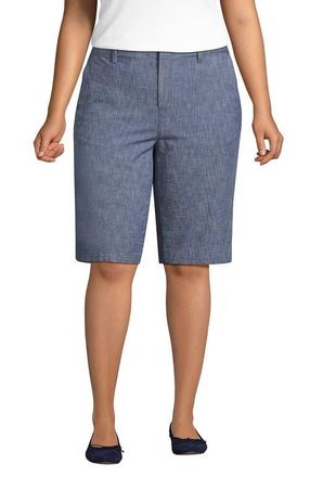 Lands End Elastic Back Classic 12 Chino Shorts in Evening Sky Chambray at Nordstrom, Size 26W