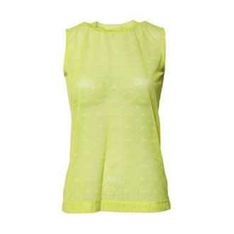 Dolce & Gabbana Sleeveless Tops, female, Green, Size: M Nylon Blouse with Elegant Design