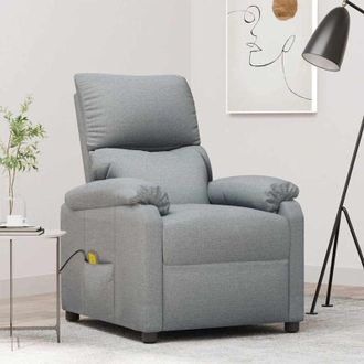 vidaXL Poltrona Massaggiante in Tessuto Grigio Chiaro - Vidaxl