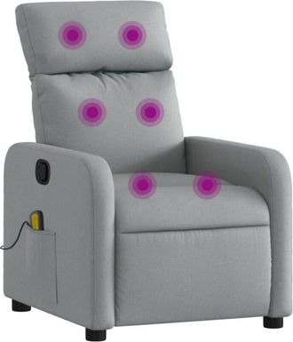 vidaXL Sillón reclinable de masaje de tela gris claro vidaXL