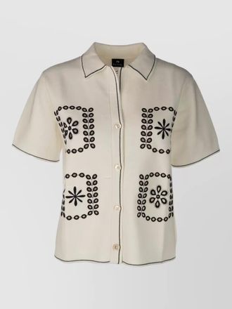 Paul Smith short sleeve knitwear embroidered design top
