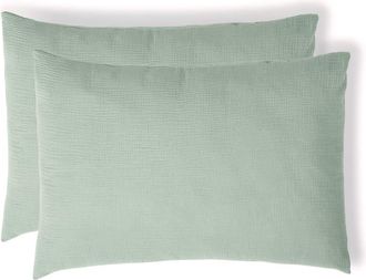 Febronie Funda de almohada (x2) algod&oacute;n verde celad&oacute;n 50x70