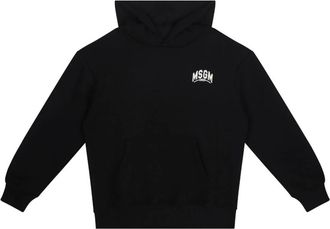 Msgm Kids Sweatshirts, male, Black, 12 Y, Black Logo Patch Hoodie