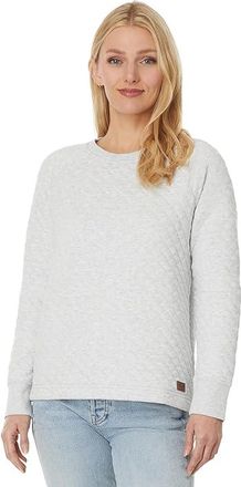 L.L.Bean Quilted Crew Neck Pullover Womens Sweater Light Gray Heather : XS, Cotton/Polyester