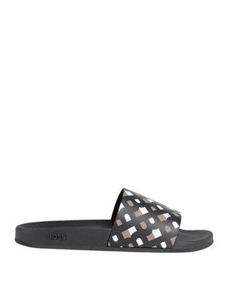 HUGO BOSS｜SLIPPERS (Italian-made slides with large logo BOSS - Italian-made slides with large logo detail - Black